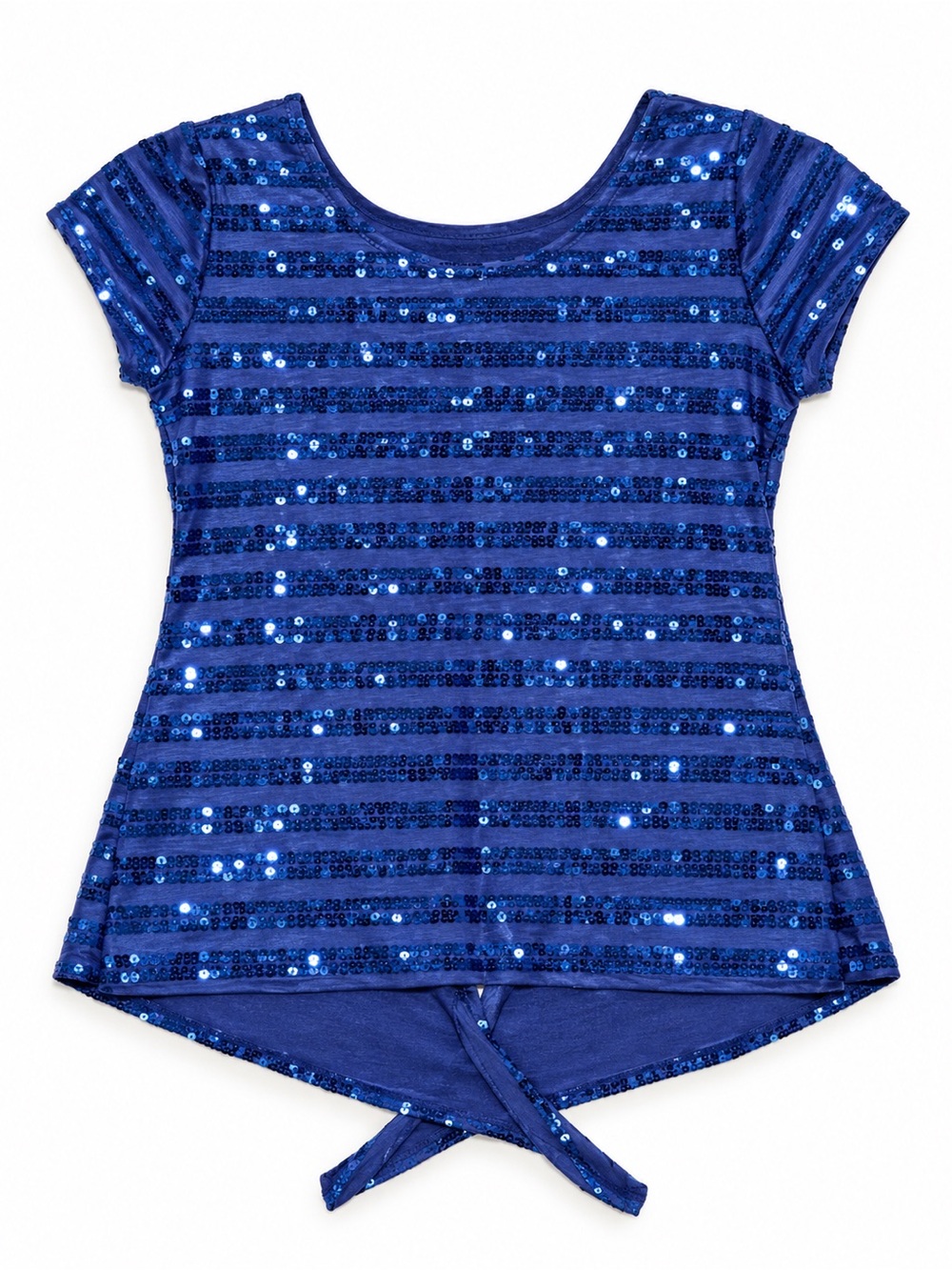 Navy Blue Sequin Open Back Party Top Size L Tie Back